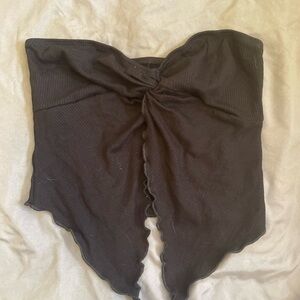 Black Strapless Ribbed Top